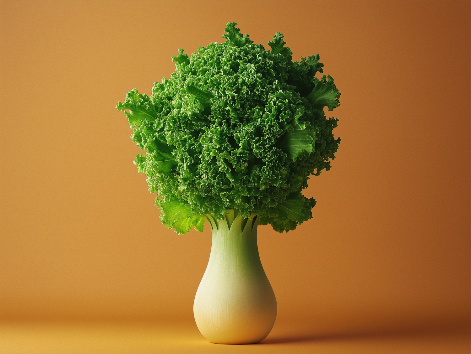 Pristine Kale on Orange Background