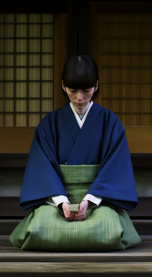 Seiza Serenity in Traditional Attire