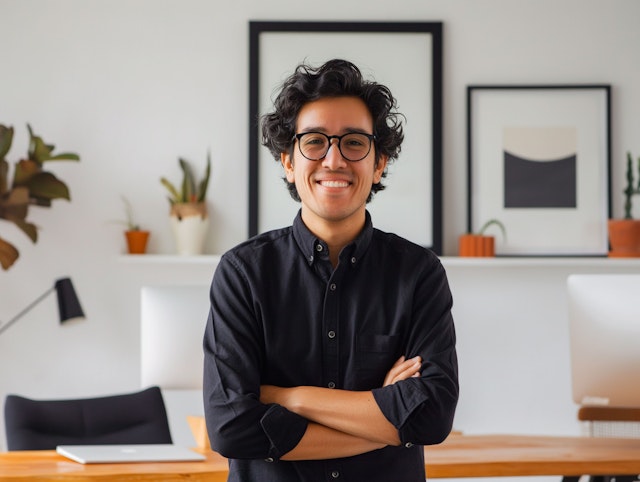 Confident Young Man in Modern Workspace