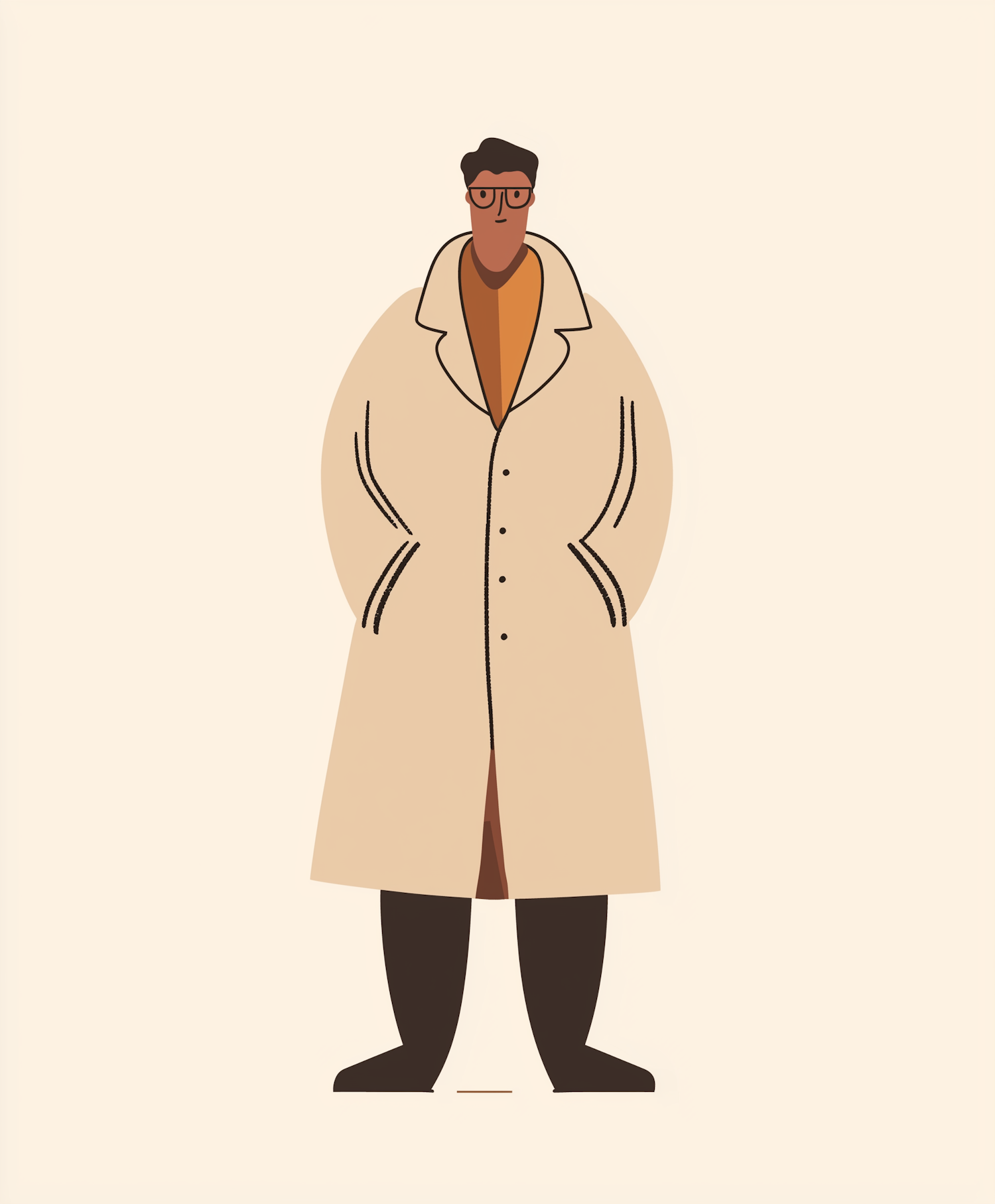 Stylized Man in Trench Coat Illustration