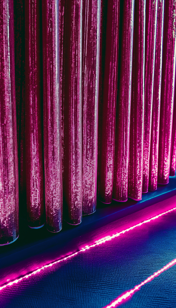 Metallic Rods with Pink and Purple Lighting