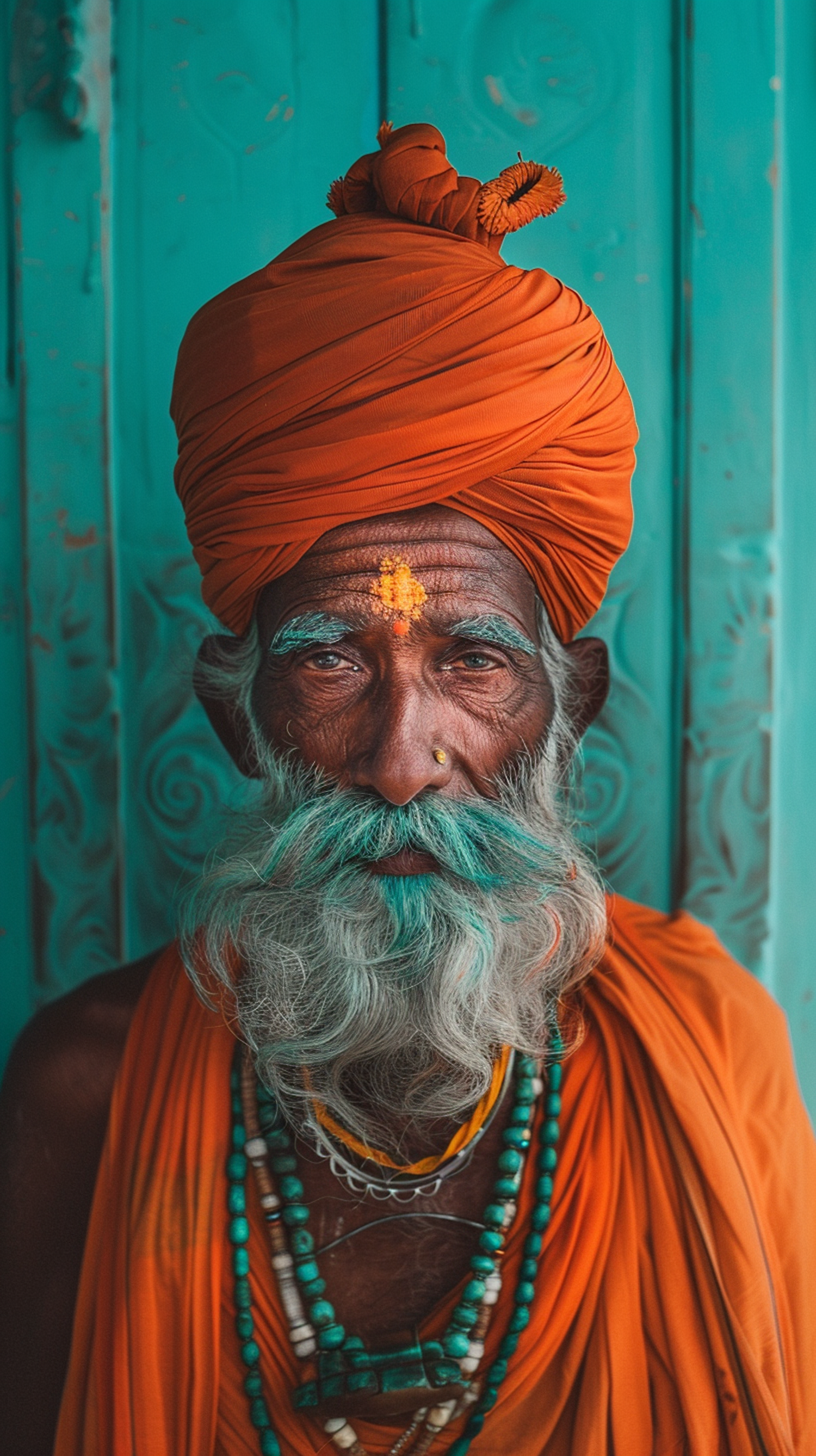 Portrait of an Elderly Man with Teal Beard