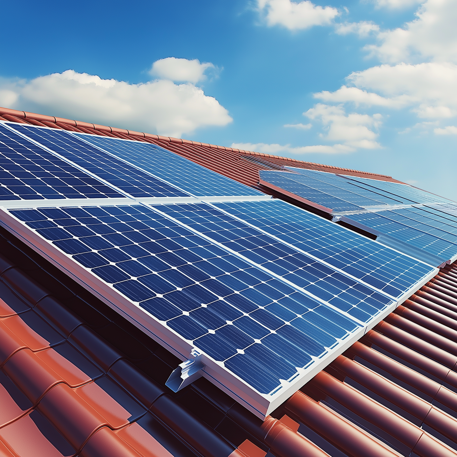 Solar Panels on Red-Tiled Roof