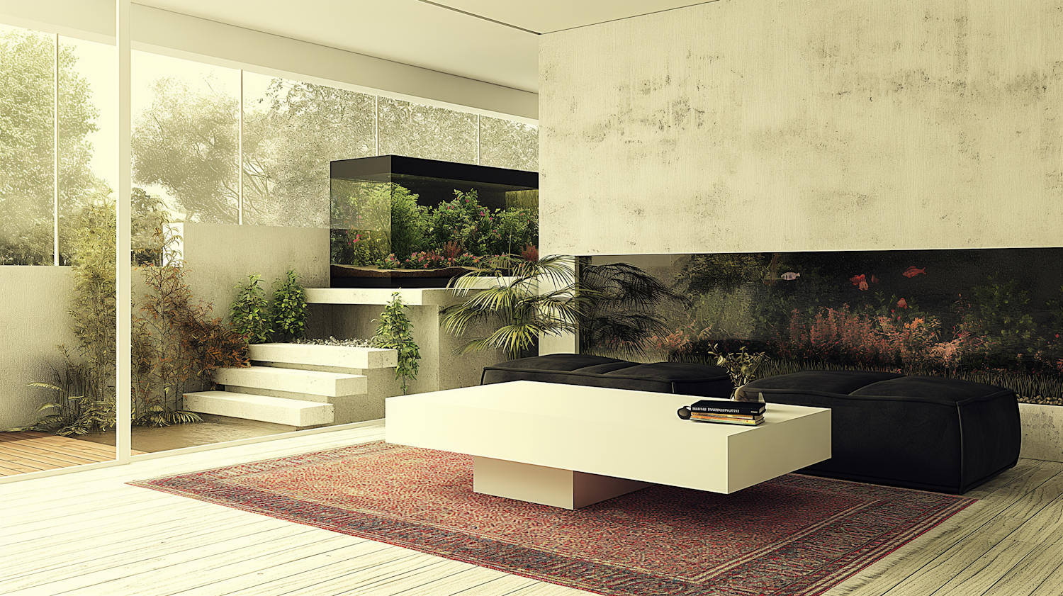 Modern Indoor Living Space with Garden View