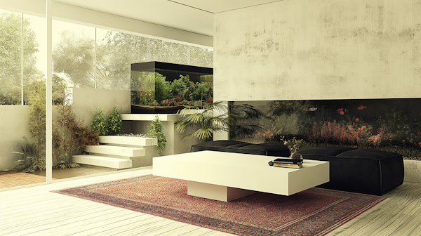 Modern Indoor Living Space with Garden View