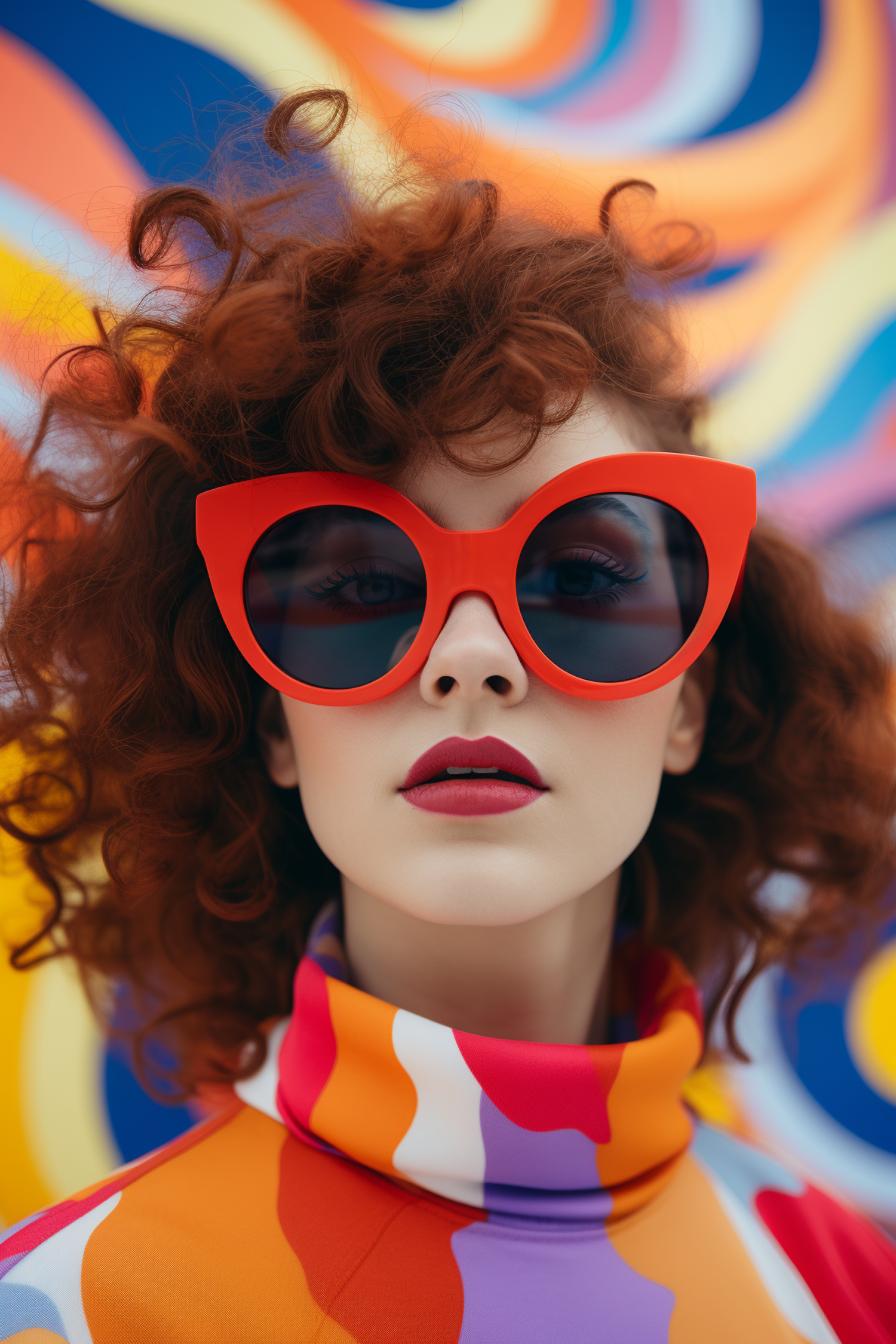 Vibrant Muse with Red Sunglasses