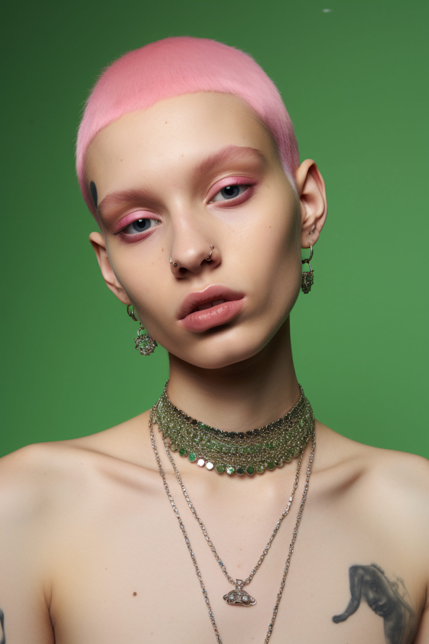 Avant-Garde Pink Buzz Cut Portrait