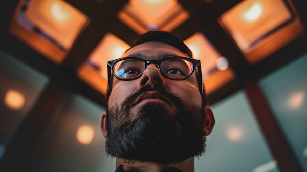 Contemplative Man with Glasses