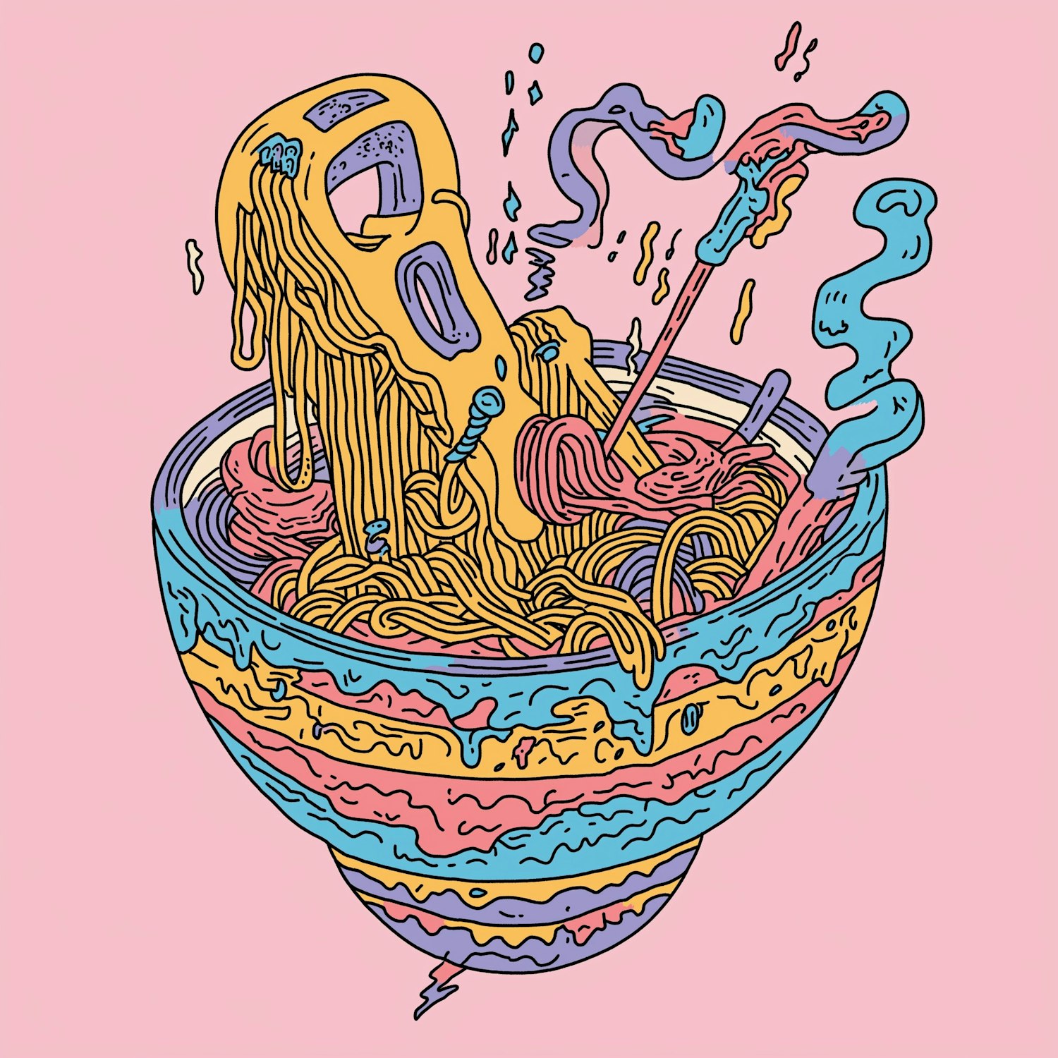 Whimsical Noodle Illustration