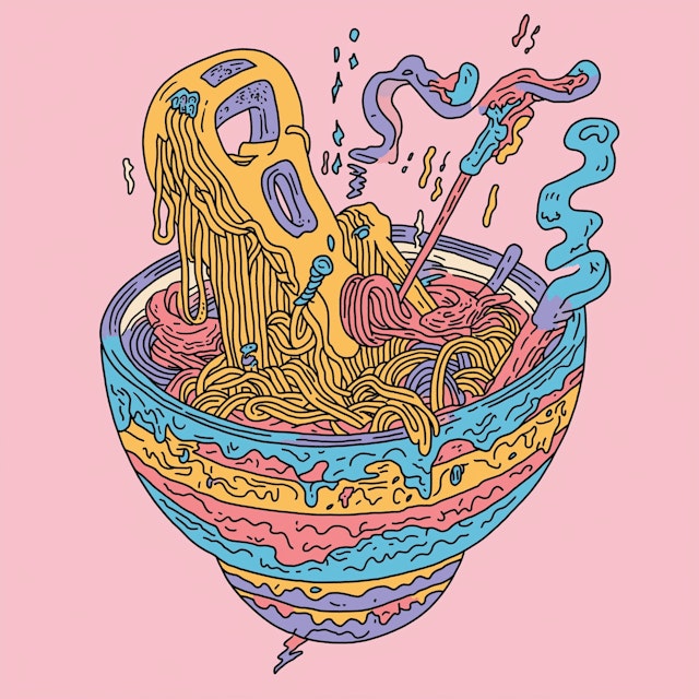 Whimsical Noodle Illustration