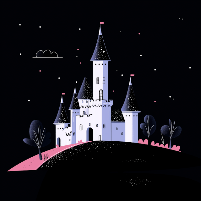 Enchanted Castle at Night Illustration