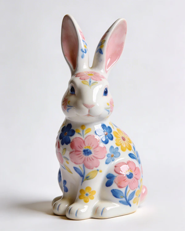 Floral Rabbit Figurine