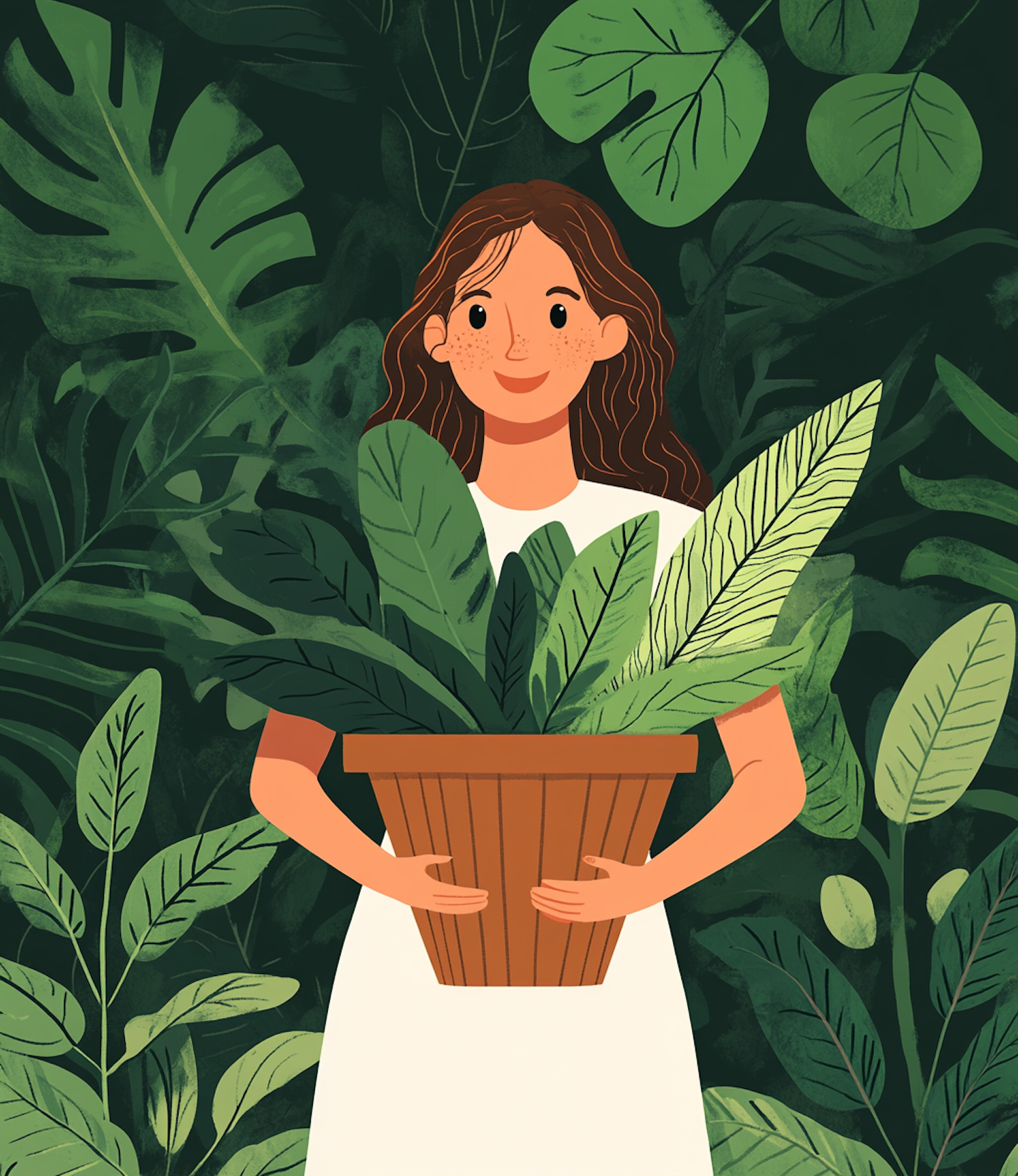 Woman with Terracotta Pot Plant