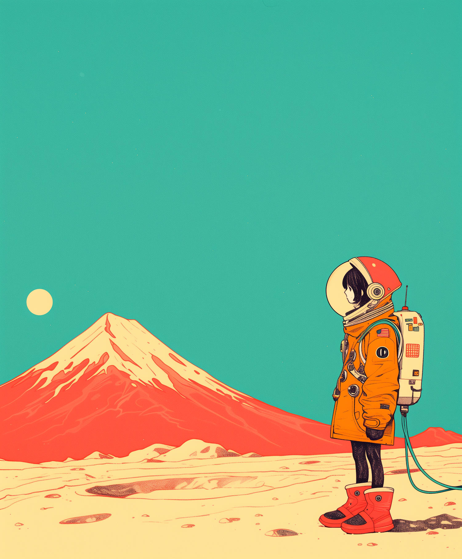 Lone Astronaut on Alien Landscape