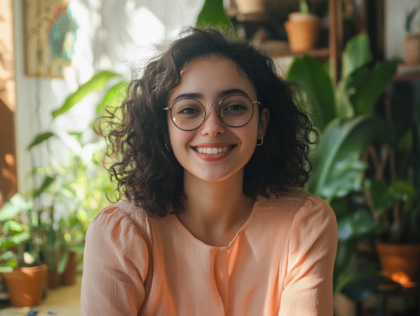 Smiling Woman in Garden Setting