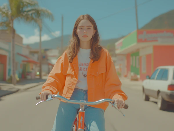 Woman Riding Bicycle