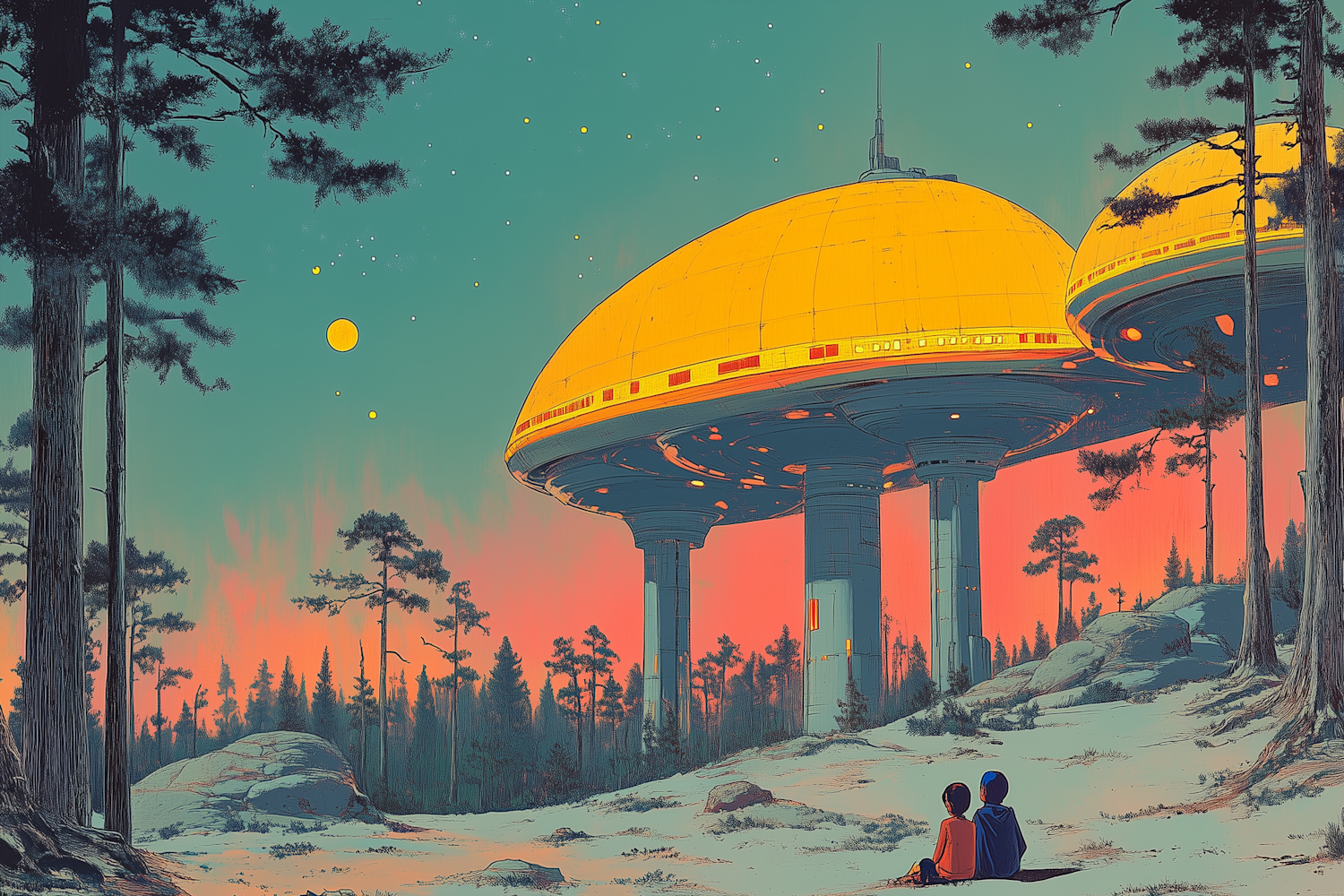 Futuristic Landscape with Dome Structures