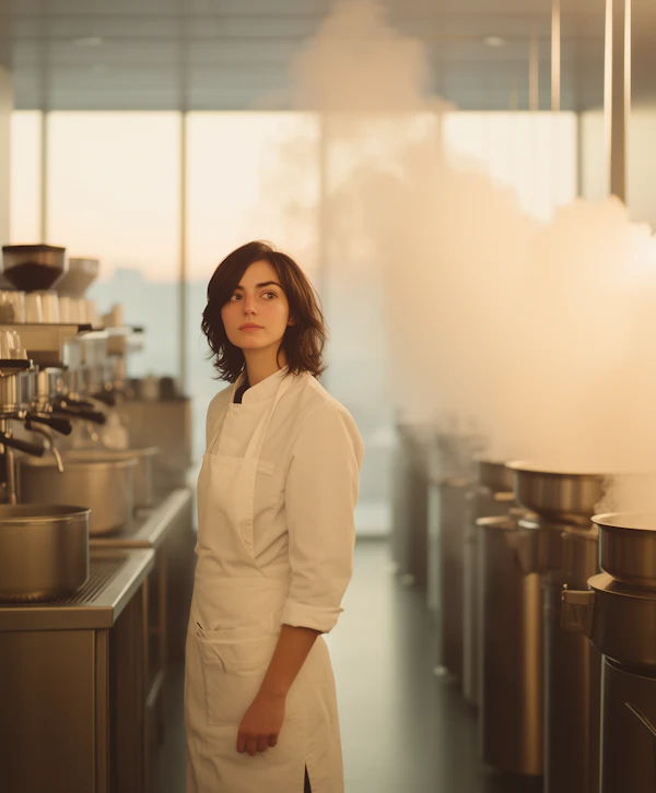 Contemplative Chef in Modern Kitchen