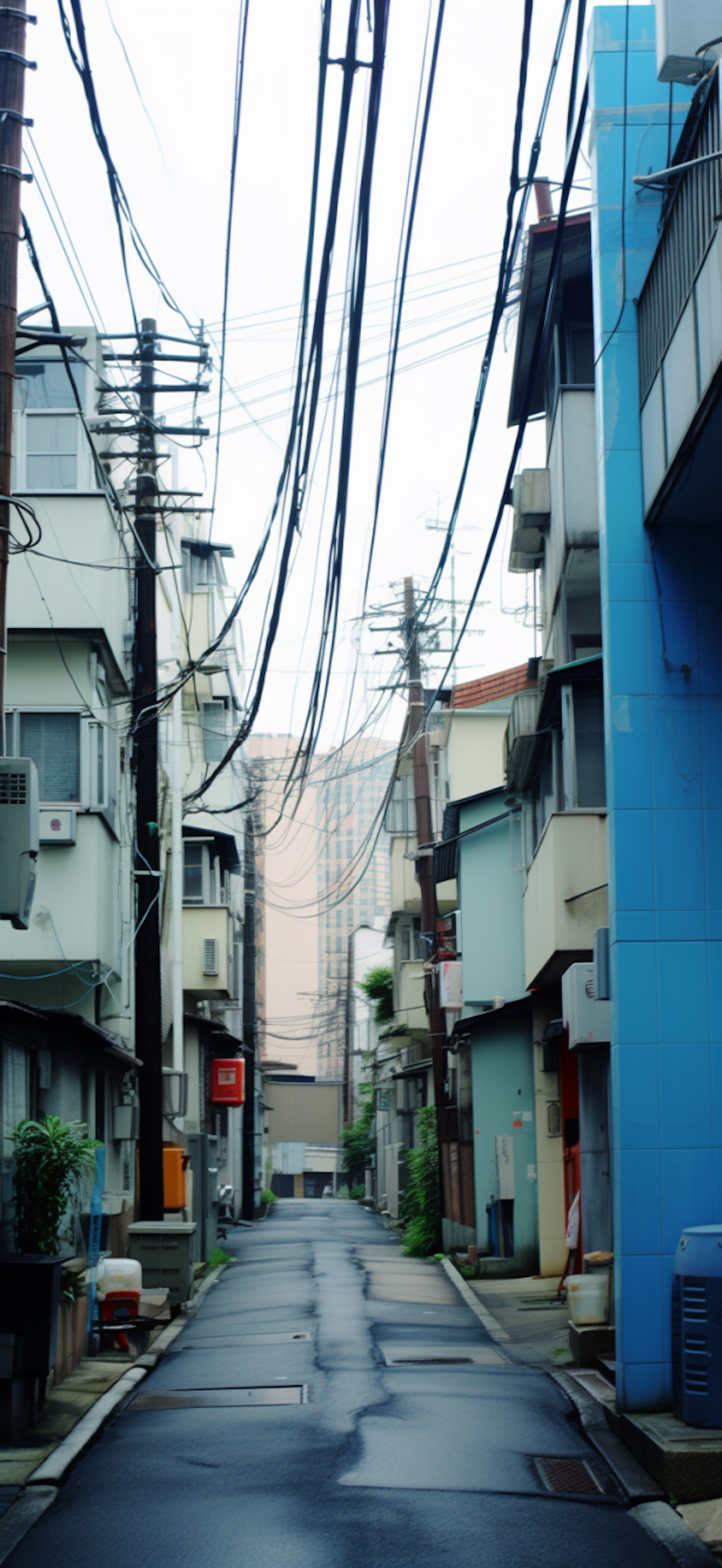 Serene Urban Alleyway After Rainfall