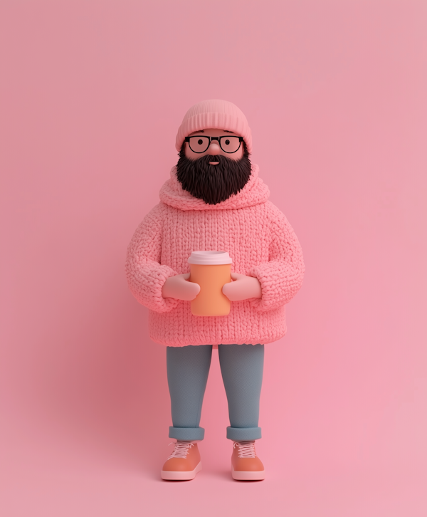 Cozy Winter Character in Pink