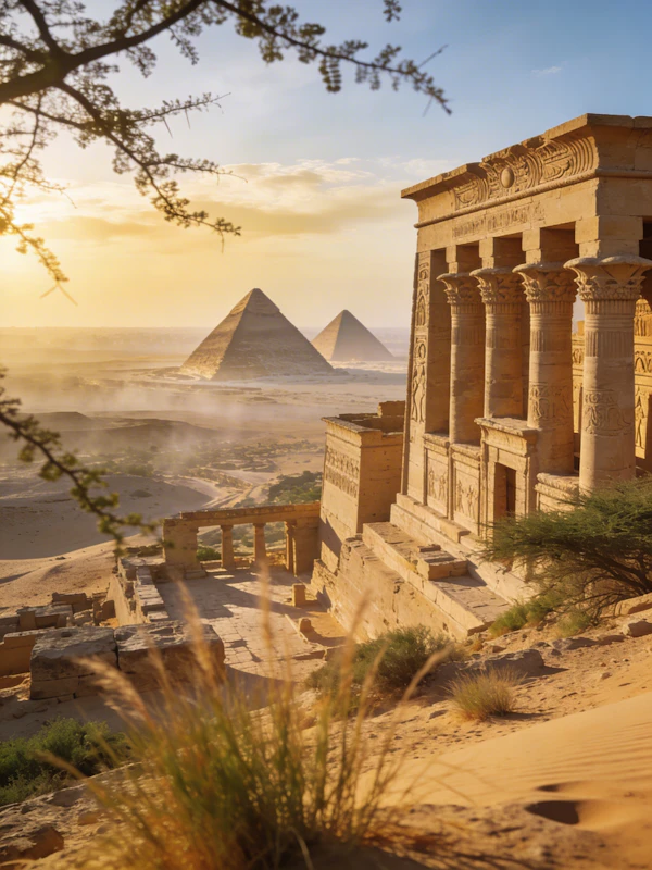 Golden Sunset Pyramids