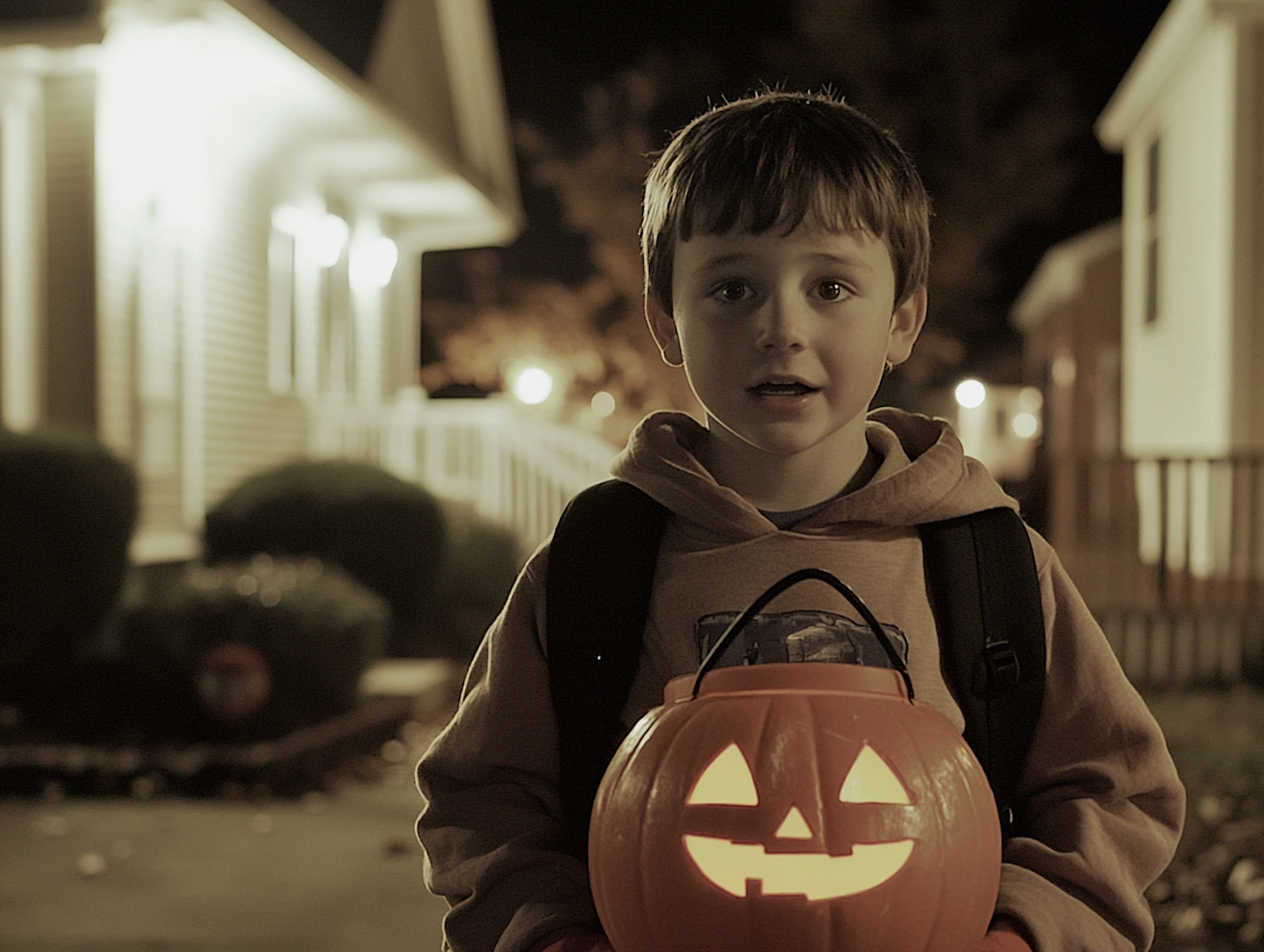 Boy with Glowing Jack-o'-Lantern