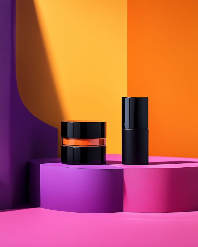 Sleek Black Cylindrical Objects on Vibrant Background