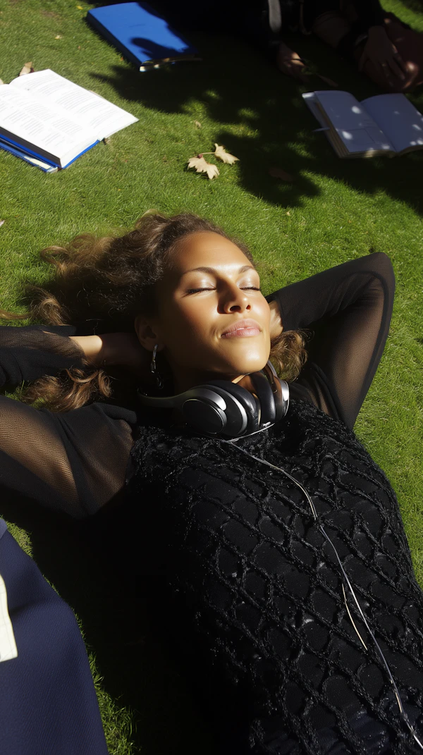 Woman Relaxing on Lawn