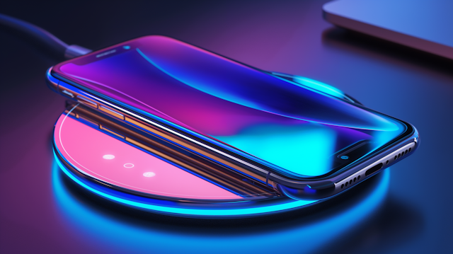 Modern Smartphone on Wireless Charging Pad