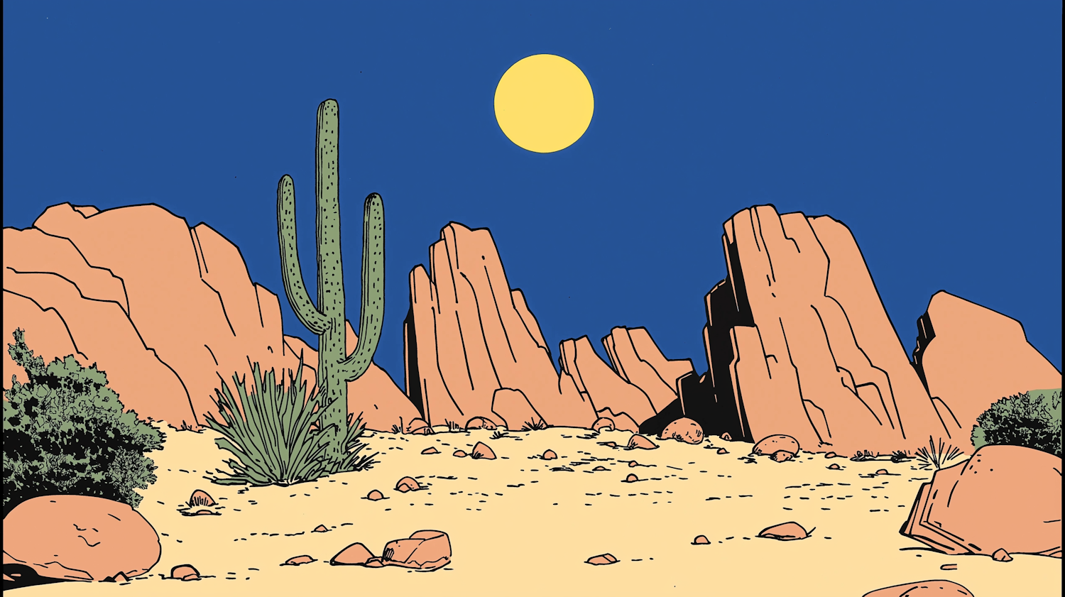 Serene Desert Landscape Illustration