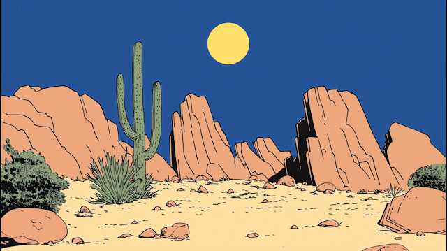 Serene Desert Landscape Illustration