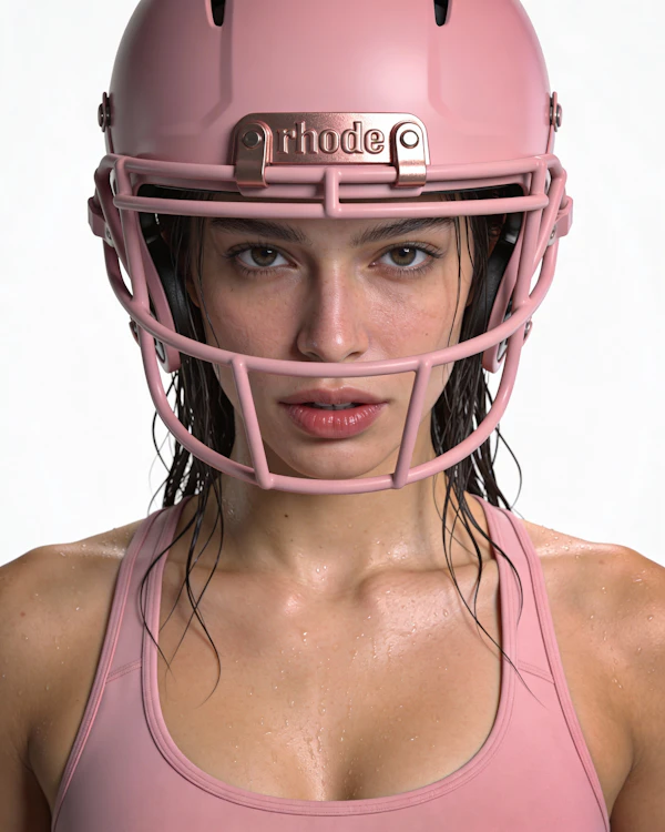 Pink Sports Helmet Portrait