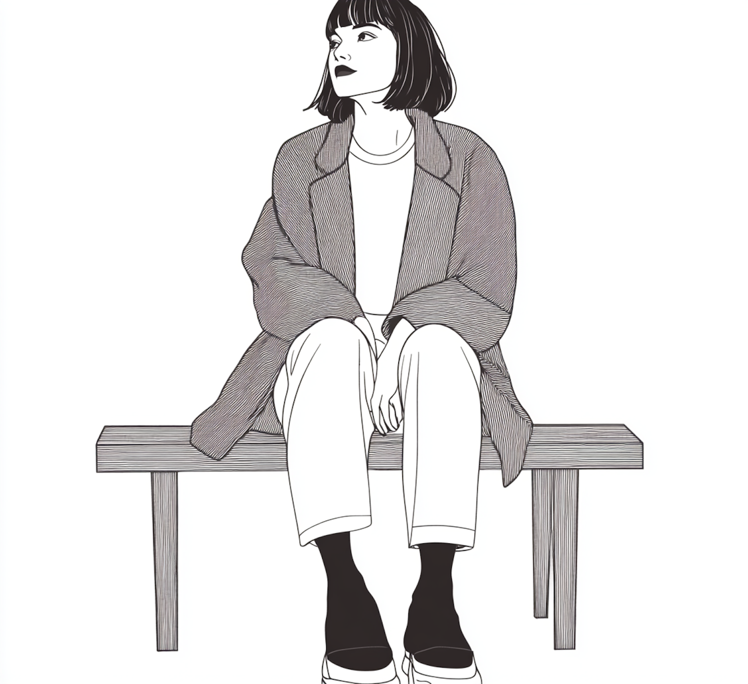 Contemplative Woman Illustration