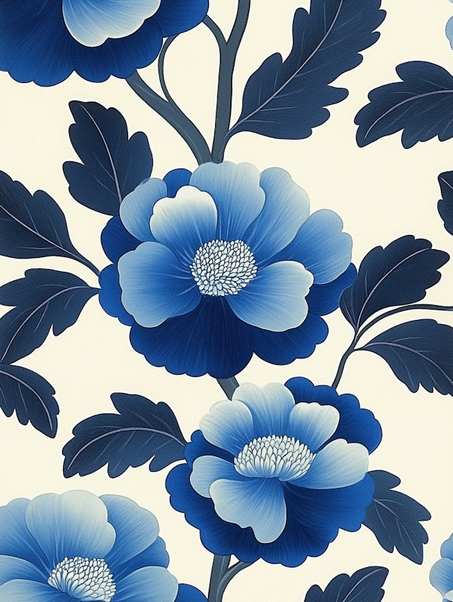 Stylized Blue Flower Pattern