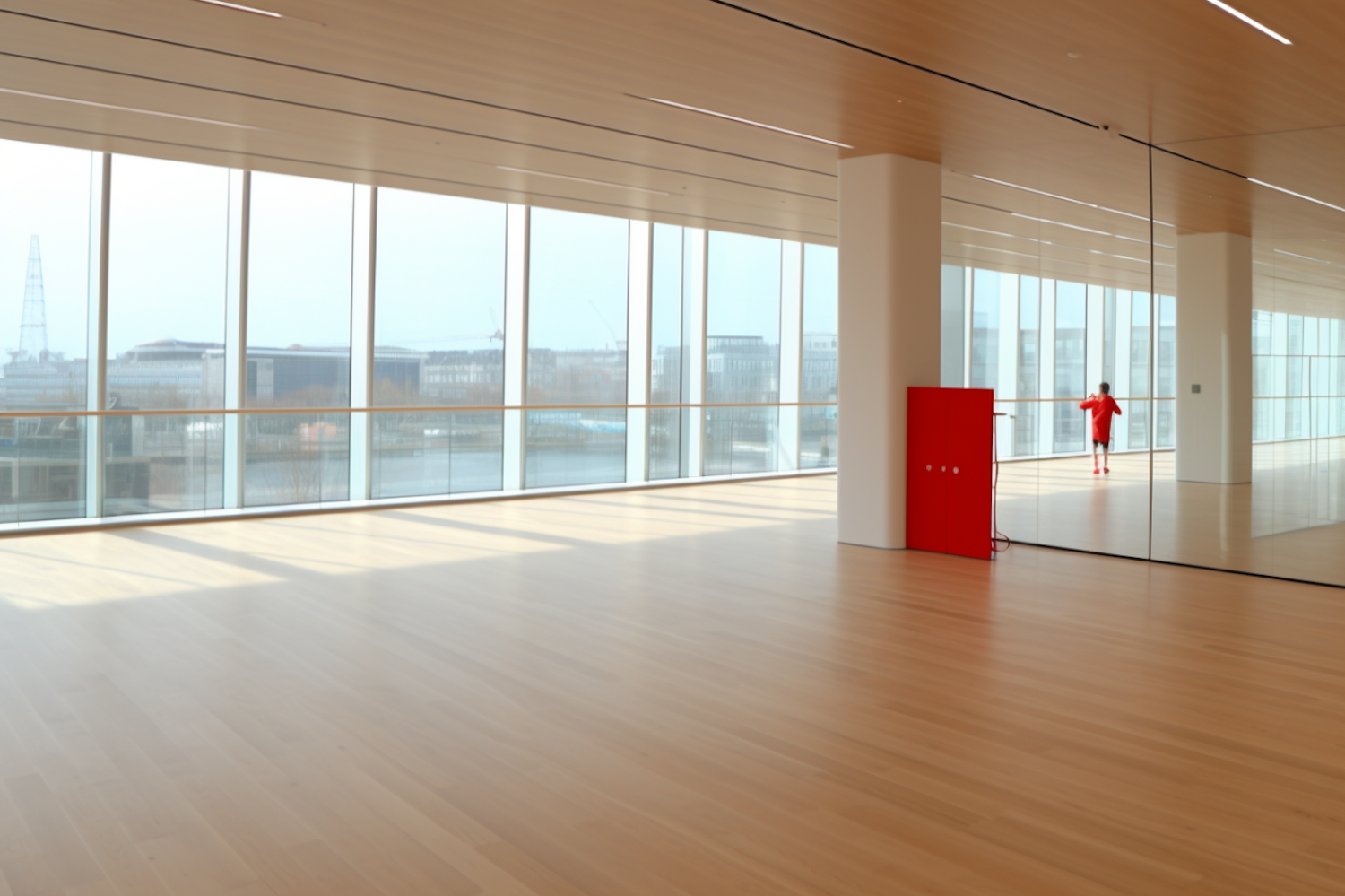 Tranquil Red-Accented Atrium