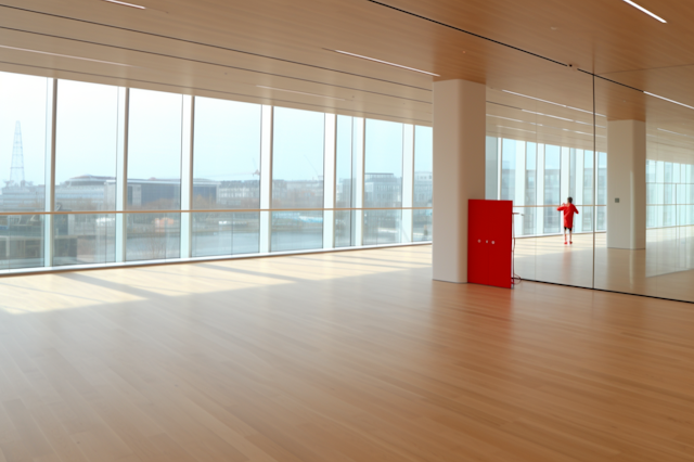 Tranquil Red-Accented Atrium