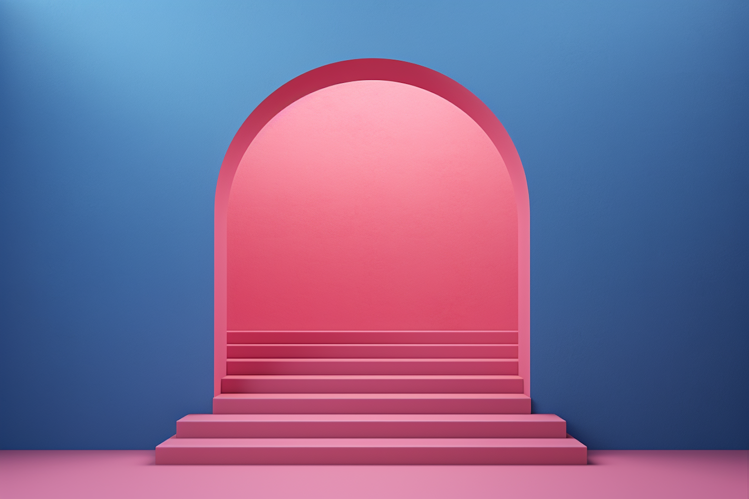 Vibrant Passage: Pink Archway and Blue Contrast