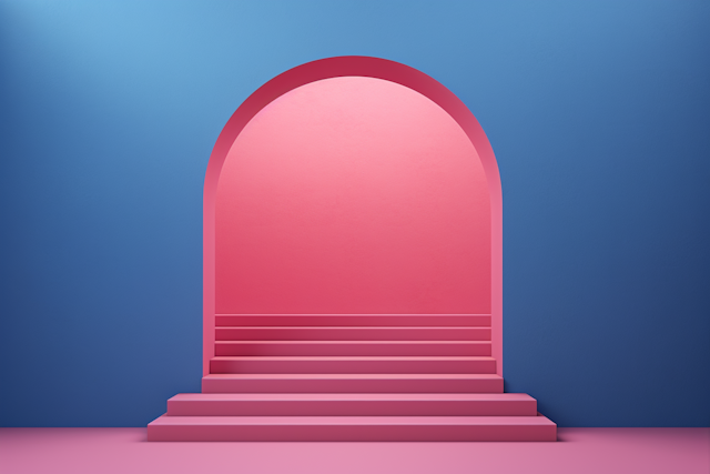 Vibrant Passage: Pink Archway and Blue Contrast