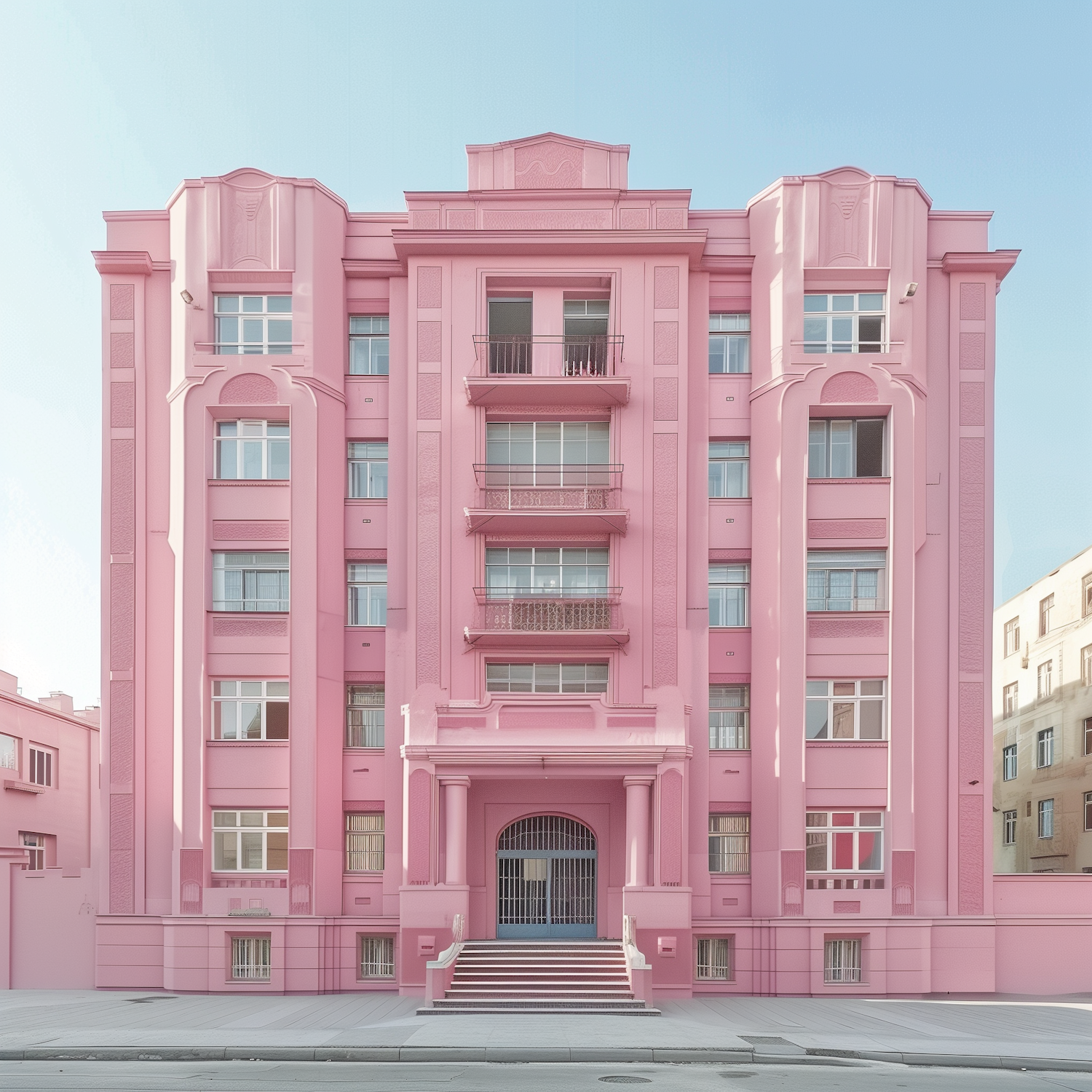 Pastel Pink Art Deco Building