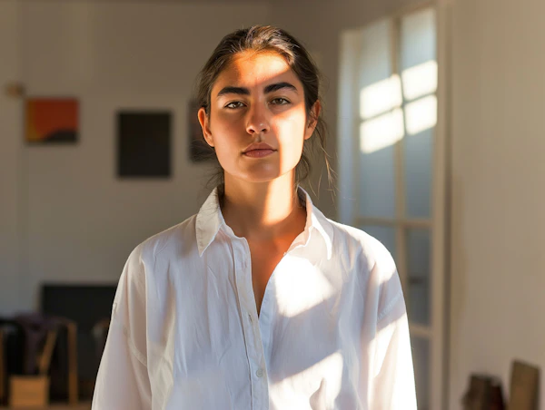 Contemplative Young Woman Indoors