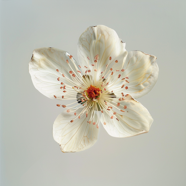 White Flower with Red-tipped Stamens