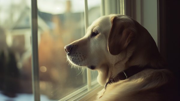 Tranquil Golden Retriever at the Window