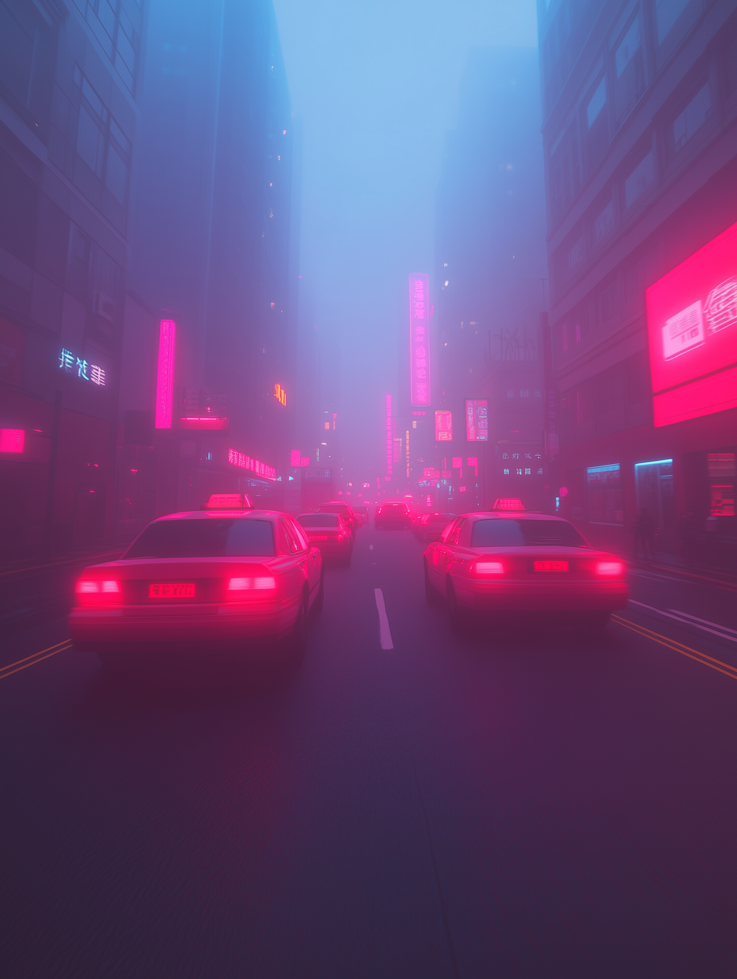 Foggy Urban Street Scene