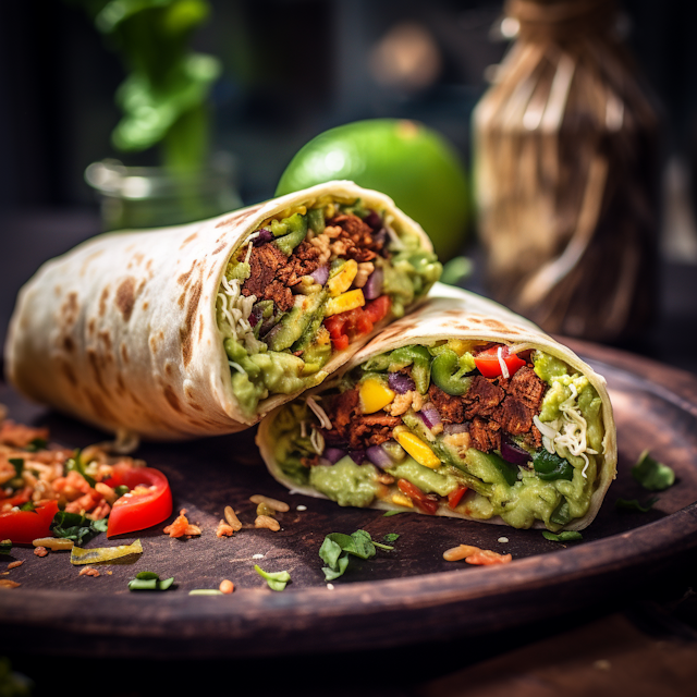 Loaded Guacamole Burrito Close-Up