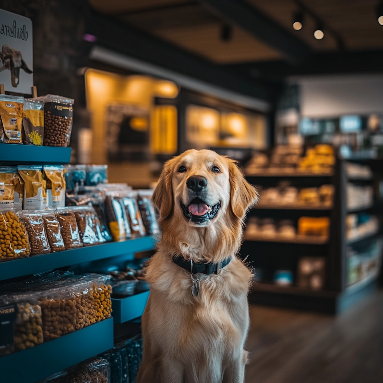 Golden Retriever in Pet Store