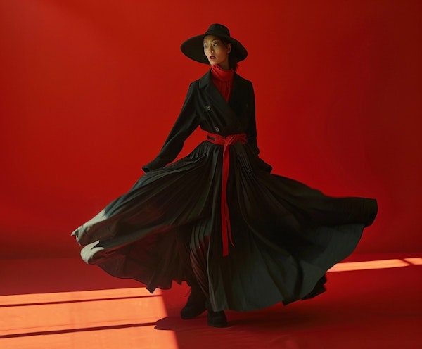 Elegant Model in Black and Red