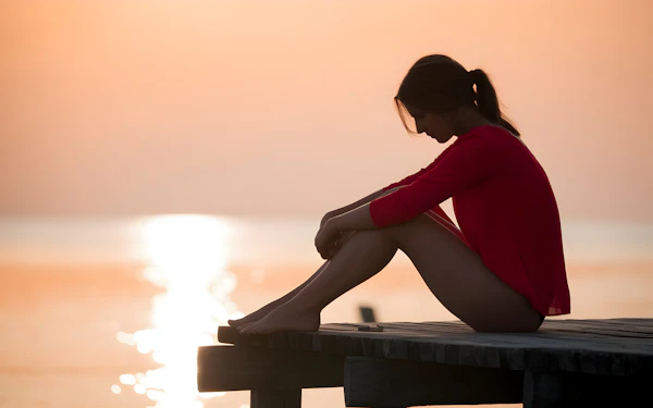 Woman on Sunset Dock