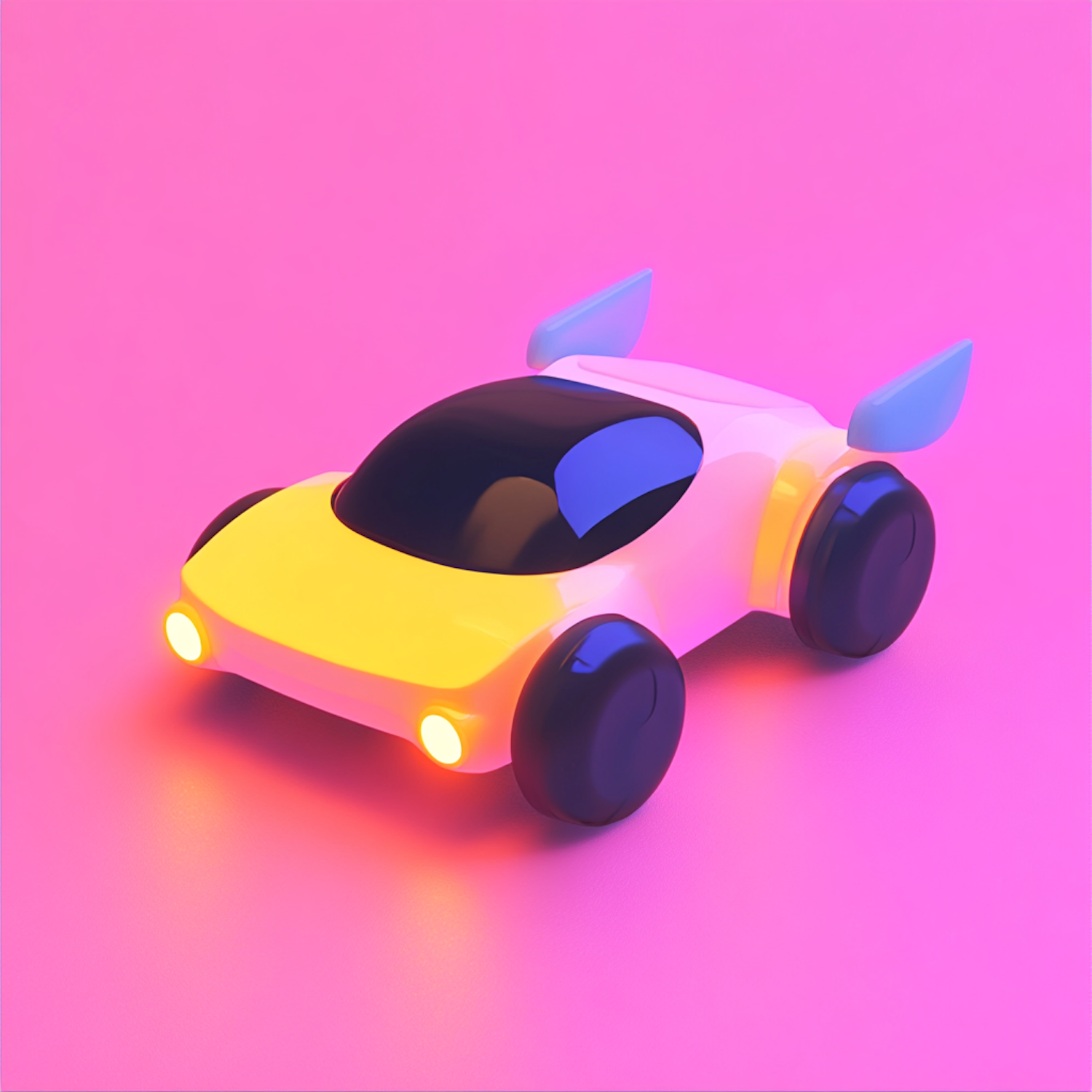 Colorful Toy Car on Pink Background