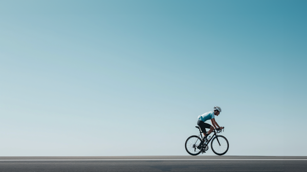 Solitary Cyclist on Open Road under Clear Blue Sky