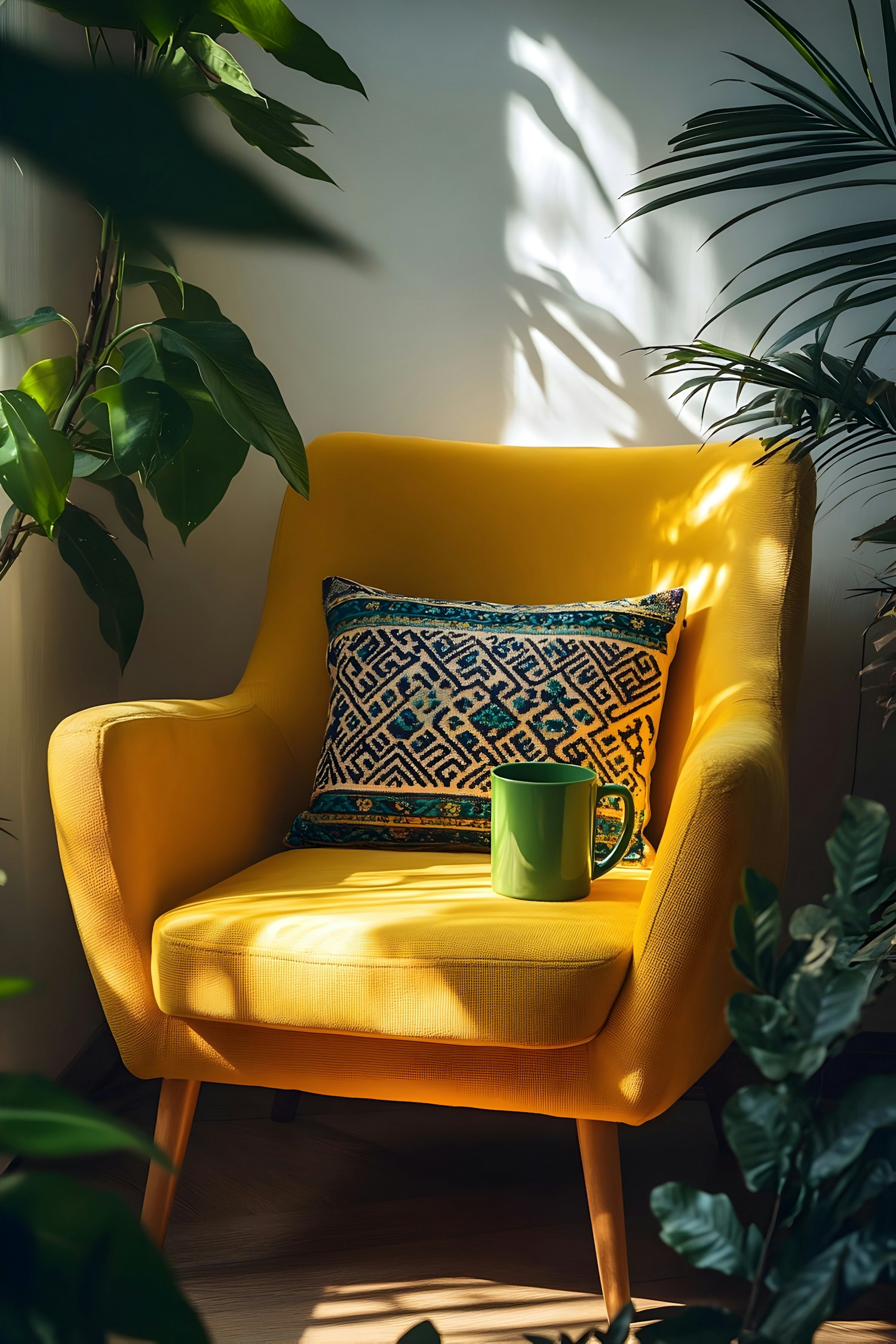 Cozy Yellow Armchair Scene